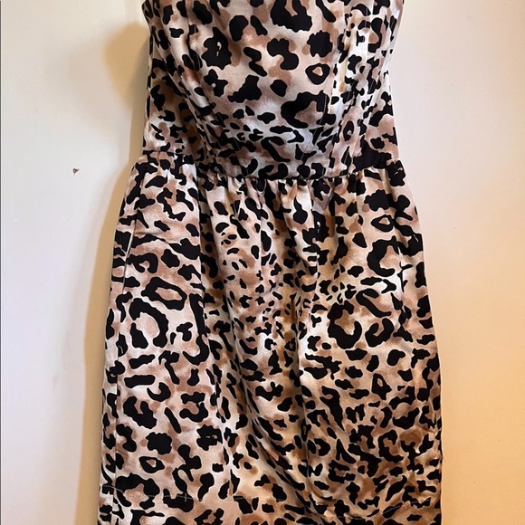 Shoshanna Leopard Print Strapless Dress with Pockets Size 2